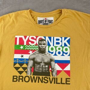 Roots of‎ Fight Mike Tyson T Shirt Men 3XL Yellow NY Brownsville 1989 USA Boxing